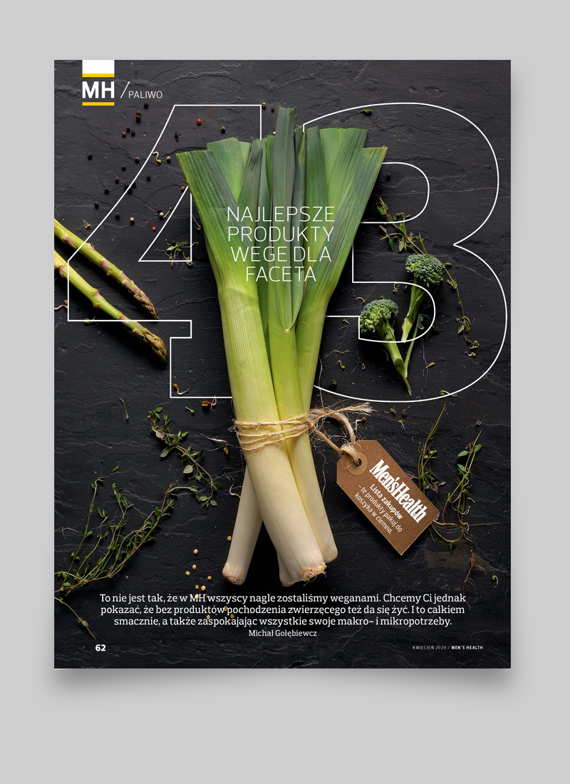 projekt dla Men's Health, projekt magazynu lifestylowego, projektowanie graficzne